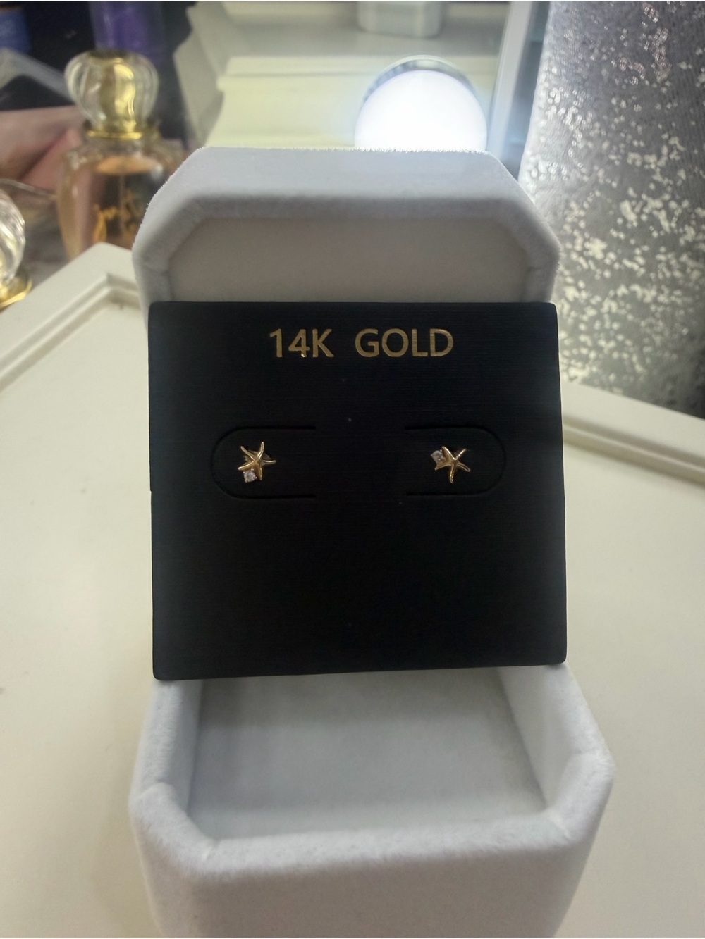 14k gold mini starfish earrings